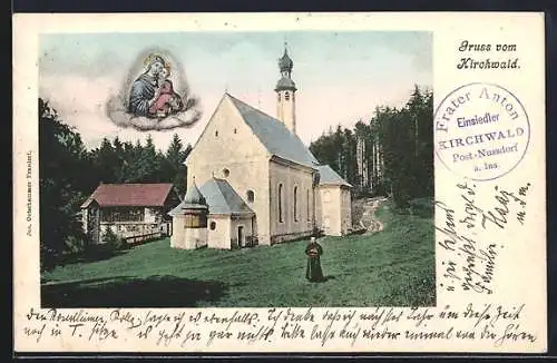 AK Kirchwald, Motiv der Kirche mit Heiligenbild