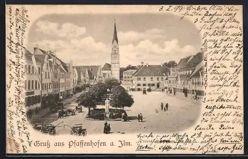AK Pfaffenhofen a. Ilm, Marktplatz mit Kirche