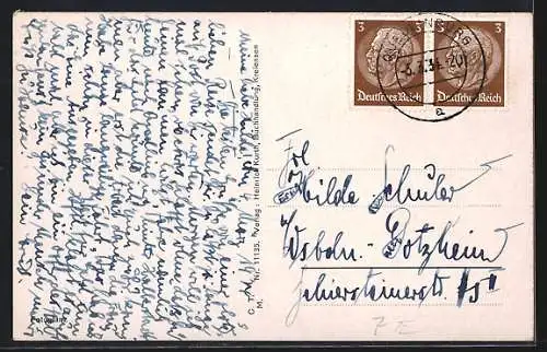 AK Greene, Totalansicht mit Viadukt und Blick nach Kreiensen, Die Burg Greene