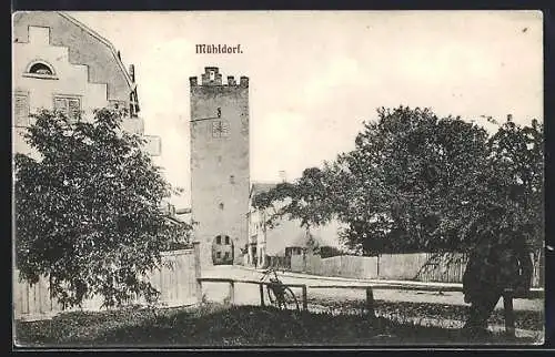 AK Mühldorf, Stadteingang mit Turm