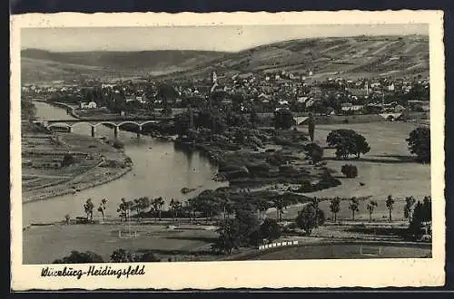 AK Würzburg-Heidingsfeld, Ortsansicht mit Fluss und Brücke