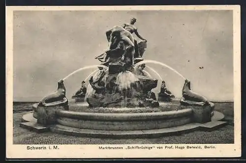 AK Schwerin i. M., Marktbrunnen Schiffbrüchige von Prof. Hugo Berwald