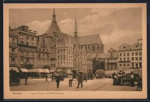 AK Rostock, Neuer Markt und Marienkirche