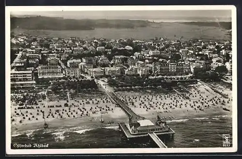 AK Ahlbeck /Ostsee, Fliegeraufnahme des Strandbades