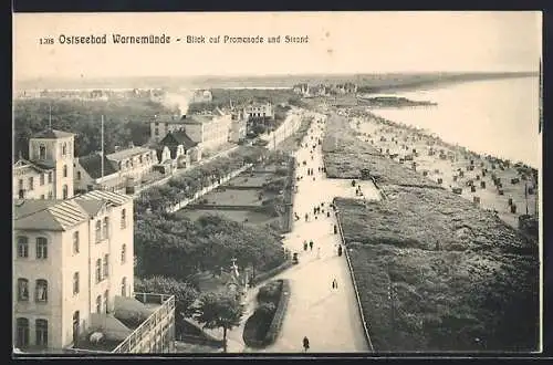 AK Warnemünde, Blick auf Promenade und Strand