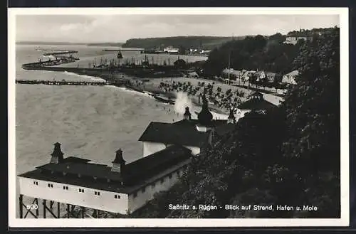 AK Sassnitz a. Rügen, Blick auf Stand, Hafen und Mole