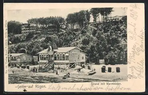 AK Sellin a. Rügen, Strand mit Warmbäder