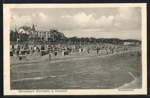 AK Zinnowitz a. Usedom, Strandpartie mit Ruderbooten