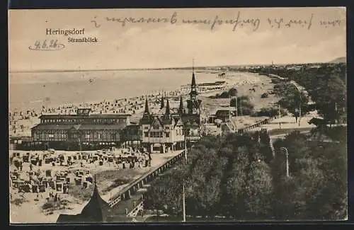 AK Heringsdorf / Seebad, Strandblick aus der Vogelschau
