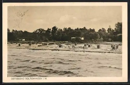 AK Boltenhagen i. M., Strandpartie vom Wasser aus