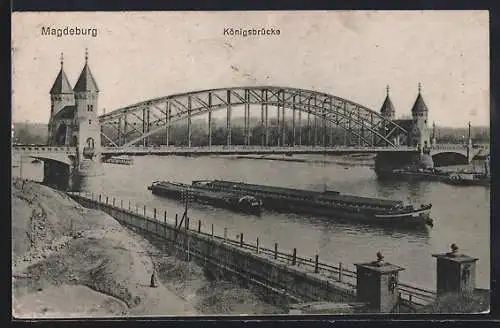 AK Magdeburg, Königsbrücke über die Elbe