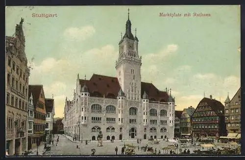 AK Stuttgart, Rathaus am Marktplatz