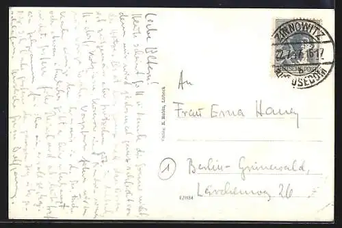 AK Zinnowitz, Strand mit Seebrücke aus der Vogelschau