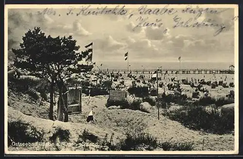 AK Baabe a. Rügen, Strand mit Badegästen