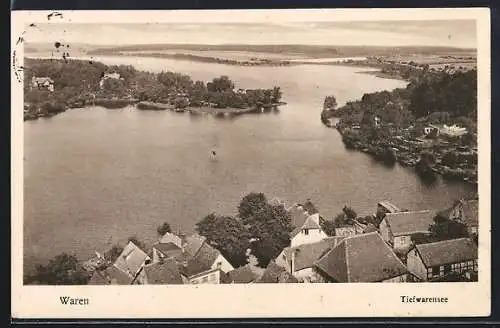 AK Waren, Der Tiefwarensee aus der Vogelschau