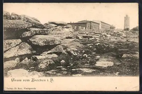 AK Brocken i. H., Totalansicht mit Turm
