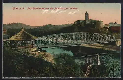 AK Halle a. S., Burg Giebichenstein vom Gasthaus Bergschenke aus gesehen