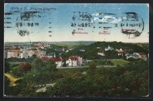 AK Halle a. S., Blick vom Galgenberg auf den Ort