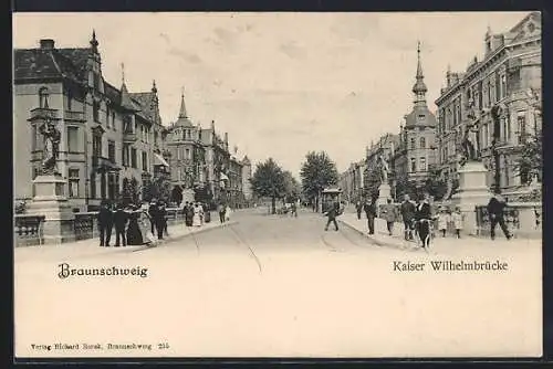 AK Braunschweig, Strassenbahn an der Kaiser Wilhelmbrücke
