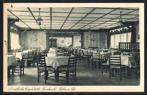 AK Köln-Müngersdorf, Inneres vom Gasthaus Kuckuck