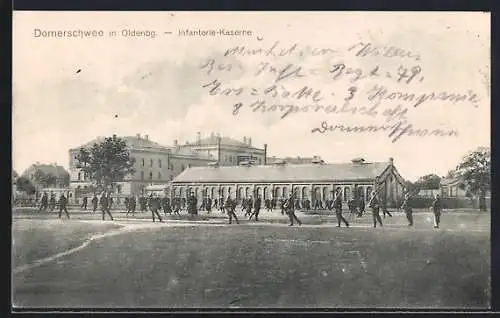 AK Donnerschwee in Oldenbg., Die Infanterie-Kaserne mit Übung