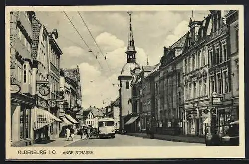 AK Oldenburg i. O., Lange Strasse mit Geschäften