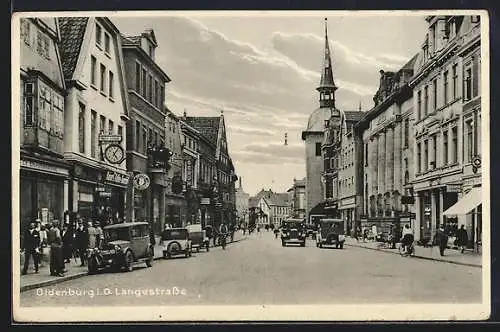 AK Oldenburg i. O., Die belebte Langestrasse