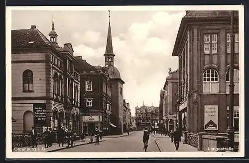 AK Oldenburg / Oldenburg, Lange Strasse mit Geschäften