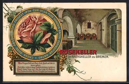 Künstler-AK Bremen, Gasthaus Rosekeller im Rathskeller