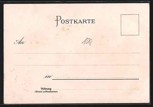 Lithographie Bremerhaven, Smidt-Denkmal, Teilansicht mit Hafen