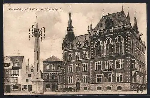AK Oldenburg /Gr., Marktplatz mit Rathaus