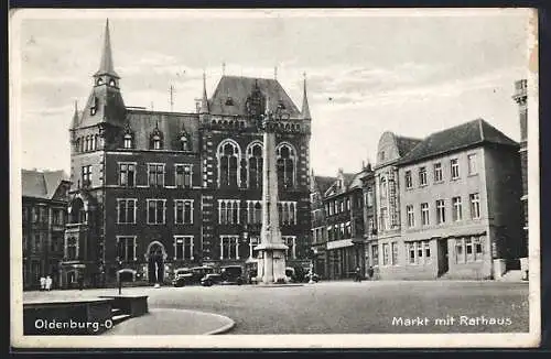 AK Oldenburg-Oldenburg, Markt mit Rathaus