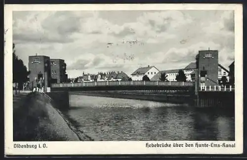 AK Oldenburg i. O., Hebebrücke über den Hunte-Ems-Kanal