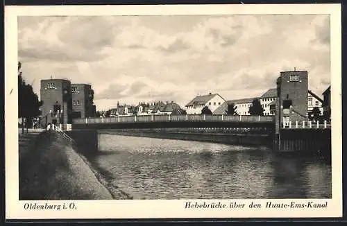 AK Oldenburg i. O., Hebebrücke über den Hunte-Ems-Kanal