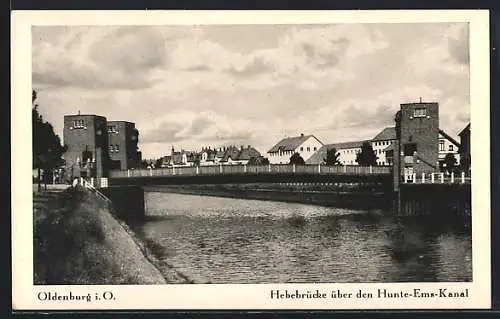 AK Oldenburg i. O., Hebebrücke über den Hunte-Ems-Kanal