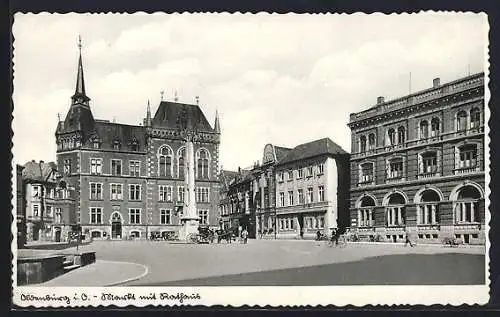 AK Oldenburg i. O., Markt mit Rathaus
