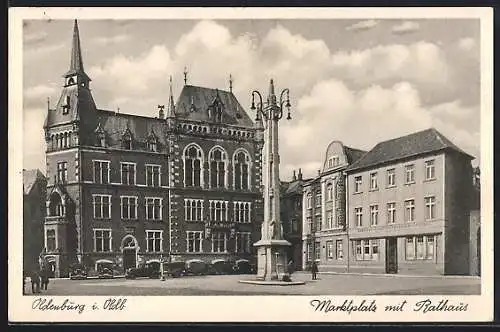 AK Oldenburg / Oldenburg, Marktplatz mit Rathaus