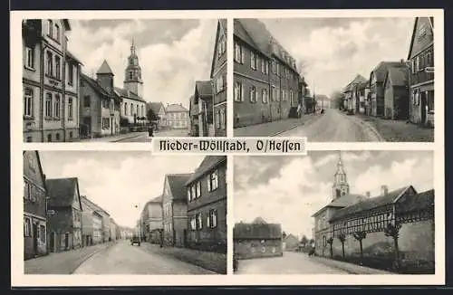 AK Nieder-Wöllstadt, Gastwirtschaft zum Gambrinus, Postamt, Lebensmittelhandlung