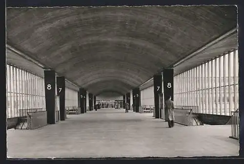 AK Heidelberg, Hauptbahnhof, Innenansicht Bahnsteighalle