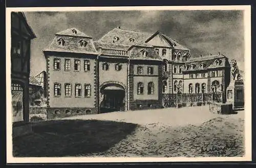 Künstler-AK Lauterbach /H., Blick zum Hohhaus
