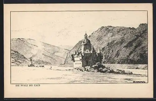 Künstler-AK Caub, Die Pfalz