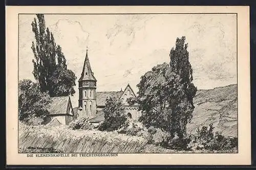 Künstler-AK Ubbelohde: Trechtingshausen, Die Klemenskapelle, Serie: Der Rhein