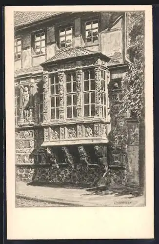 Künstler-AK Hildesheim, Erker am Kaiserhaus