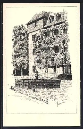 Künstler-AK Lauterbach /Hessen, Burgbrunnen