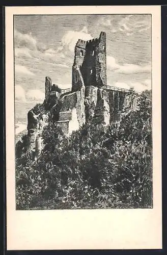 Künstler-AK Königswinter /Rhein, Drachenfels
