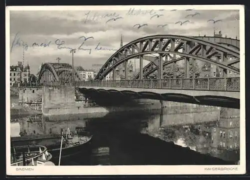 AK Bremen, Brücke mit Booten