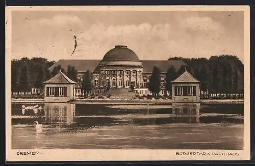 AK Bremen, Parkhaus im Bürgerpark, Schwäne