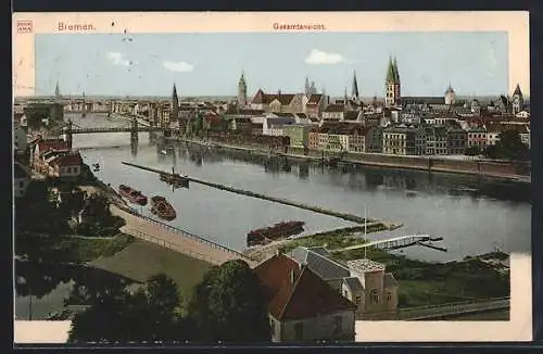 AK Bremen, Gesamtansicht mit Kirche