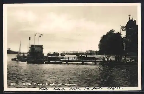 AK Vegesack /Bremer Schweiz, Cafe Strandlust mit Bootsanleger