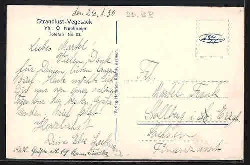 AK Vegesack /Bremer Schweiz, Cafe Strandlust mit Bootsanleger